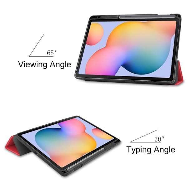 Samsung Galaxy Tab S6 Lite - Tri-Fold Cover med Penholder - Rød