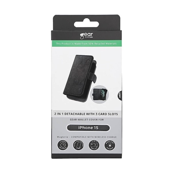 GEAR iPhone 15 2i1 MagSafe Magnet Etui / Skal Sort