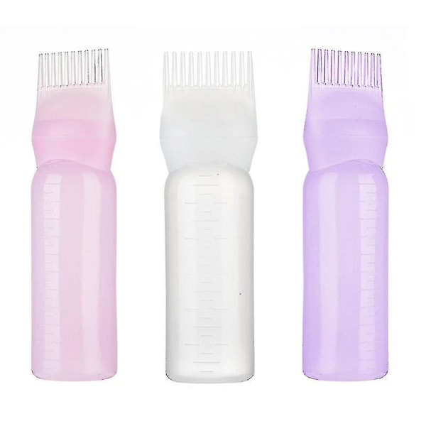 3 st Root Comb Applicator Flaska Tom Flaska Dispensering Påfyllningsbar Hår Färgning Färgning Flaskor Frisör Styling Verktyg För Salong Rengöring