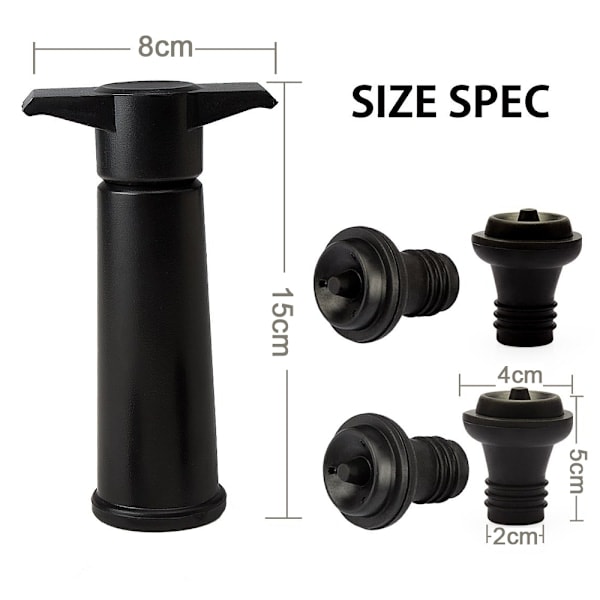 Vacu Vin Sort Pumpe med Vinsparepropper - Holder vinen frisk