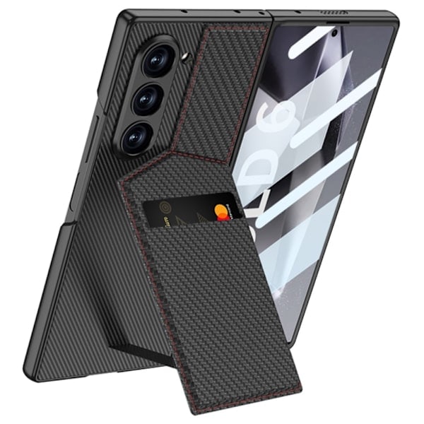 GKK Galaxy Z Fold 6 Skal Ställ med Korthållare Kolfiber Svart