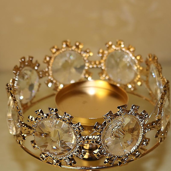 Guld Pillar Lysestage, Premium Guld Lysestageholder Med Deluxe Krystal Design(1stk, Guld)