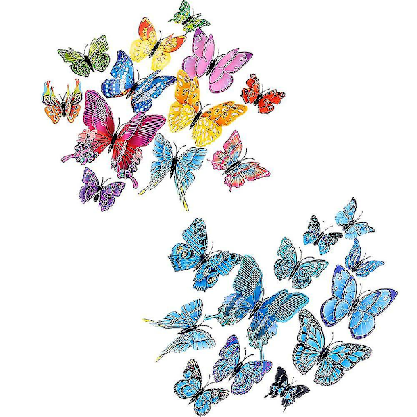 24pcs 3d Butterfly Wall Stickers Butterfly Wall Decals Room Wall Decoration For Bedroom Party Wedding Decors