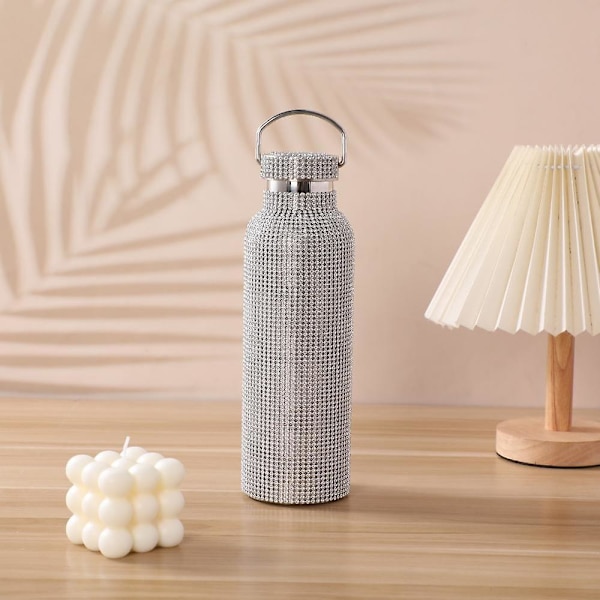 Diamant Vannflaske, Rustfritt Stål Isolerte Vannflaske, Glitter Vannflasker For Kvinner, 500ml