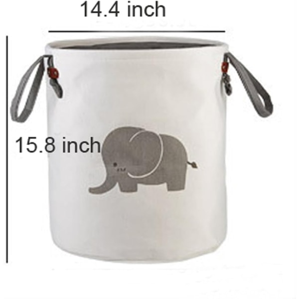 Tvättkorg i hampa Förvaringskorgar Barnrum Bomullslinne Kollektion Organizer Canvas Tyg Vikbara Påsar Babyleksaker, Elefant