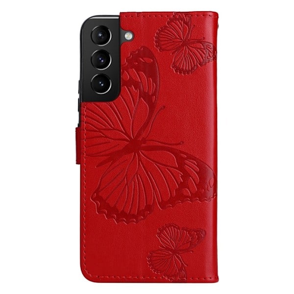 Samsung Galaxy S22 Plus Kotelo Perhoset Painettu Nahka Punainen