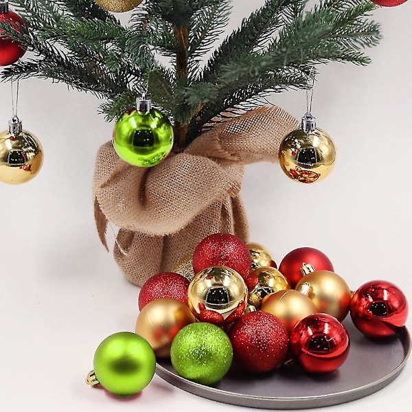 24 stk 6 cm knusebestandige julekulepynt til juletre, bryllup, bursdagsfestdekor