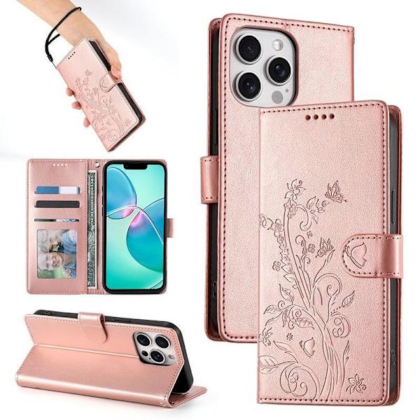(For iPhone 12/12 Pro) Støtsikkert telefondeksel med multifunksjon roséguld