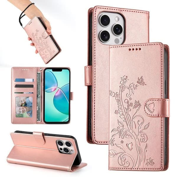 (Til iPhone 12/12 Pro) Stødsikkert telefoncover med multifunktion roséguld