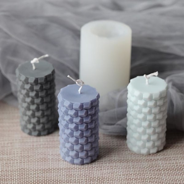 Lysforme lys stearinlys DIY støbeforme i silikone lz22018 cylindrisk honeycomb LZ22018 cylindrisk honeycomb