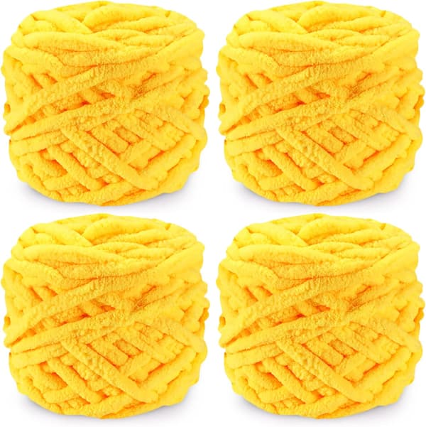 Stickgarn 4xStickgarn för Virkning, Mjukt Chunky Garn för Garnprojekt Goose yellow
