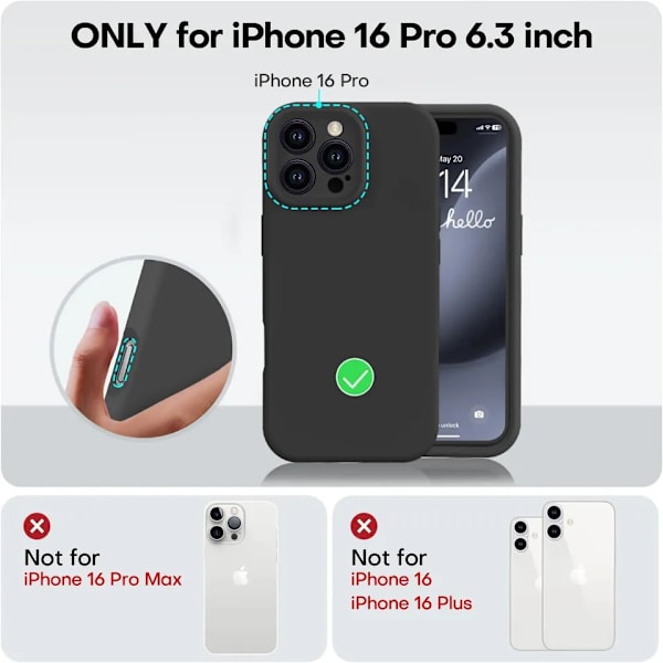 iPhone 16 Pro Mat Sort Cover - Ekstra Kamerabeskyttelse iPhone 16 Pro