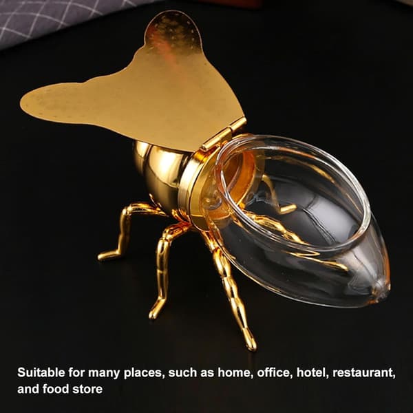 Decorative Bee-Shaped Honey Jar, Honey Pot with Spoon Gold Gold