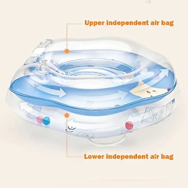 Oppblåsbar Baby Pool Flytende Badering med Sikkert Sete Badeleker Strand for Barn Småbarn Svømmetrening Blå Medium
