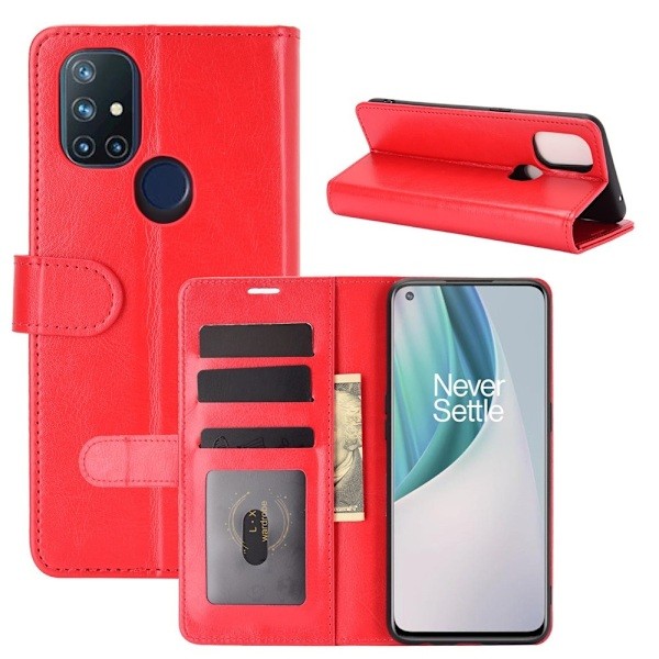 OnePlus Nord N10 5G - Crazy Horse Læder Etui - Rød Rød Rød