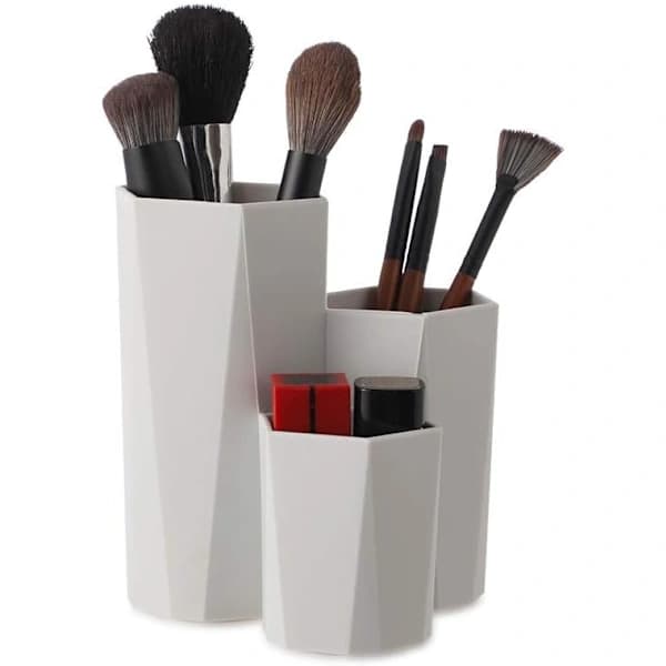 Makeupbørsteholder Grå Multifunktionel Penholder Krukke Hexagon Ma[CO]