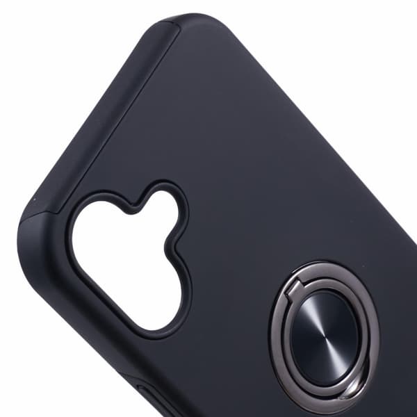 Til iPhone 16 Hybrid cover med fingerring - Sort Svart black