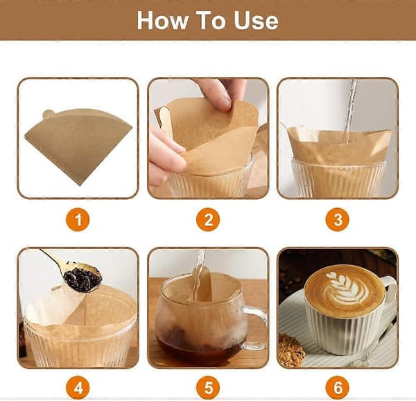 200 stykker V60 Filter 02, Konisk kaffefilter, Kaffefilter, Kaffepapirfilter, Kaffefilterpapir, Ubleget