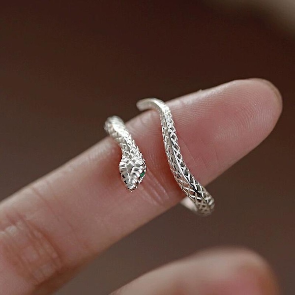 Ormring, S925 sterlingsilver högkvalitativ öppen ring, personlig ring