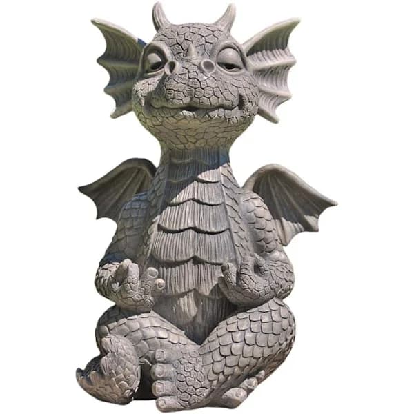 Meditations Havedrage Statue, Harpiks Zen Drage Statue, Have-FA6-[CO]