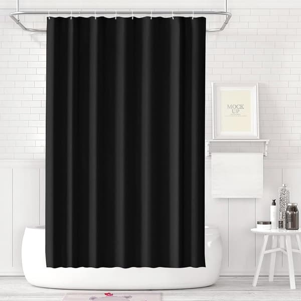 Mögelresistent duschdraperi, svart, vattentätt tvättbart PEVA, 120x200cm med 8 ringar