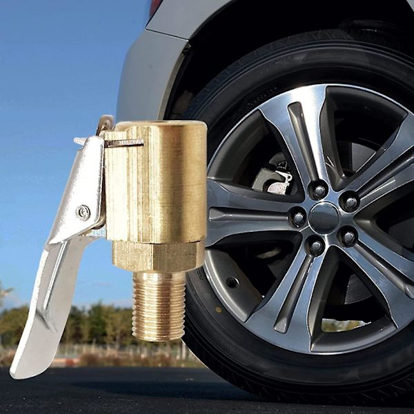 Luftchuck-adapter, dekkluftchuck, messing dekkpumpe-adapter, ingen lekkasje dekkchuck for sykkel motorsykkel og bilinflasjon