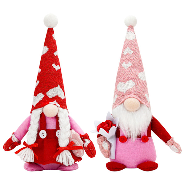 Valentinsdag Nisser Dekoration - 2PCS Mr og Mrs Valentine Nisse Plys, Valentinsgaver Hjem Ornament Bakke Dekoration