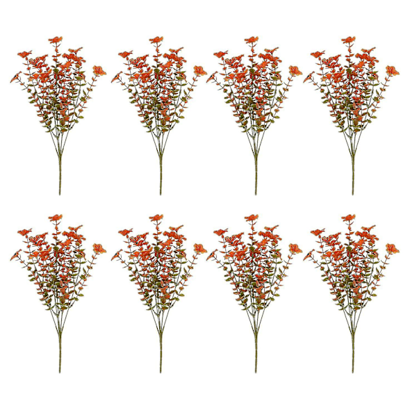 8 buketter kunstige høstblomster UV-bestandige ingen vanning Eukalyptusblader Hjem Hagedekor