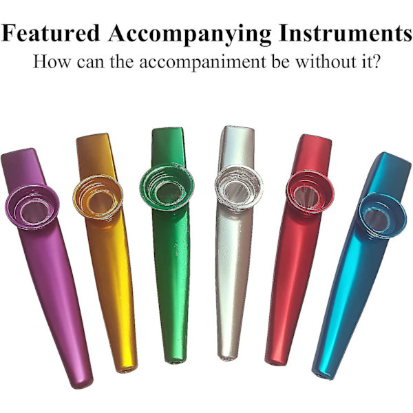 6 st Kazoo Instrument Multipack Kazoo 6 Färger Kazoos Kombination Pack-metall Kazoo Barn Gåva Instrumental Ackompanjemang -j