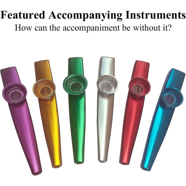 6 stk. Kazoo Instrument Multipack Kazoo 6 Farver Kazoos Kombinationspakke-metal Kazoo Børnegave Instrumental Akkompagnement -j