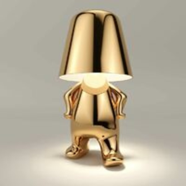 Gullfarget Lampe Trådløs USB-lading Bærbar LED Nattbordslampe for Soverom Stue Kontor - Mr Who