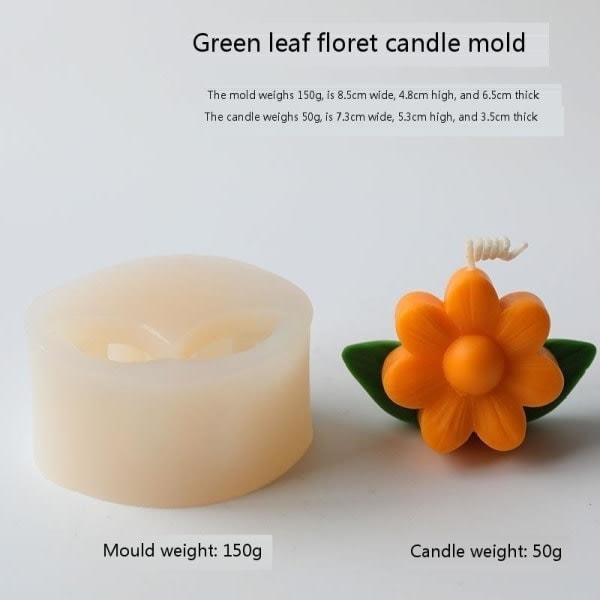 Lysforme lys stearinlys DIY støbeforme i silikoneform LZ22027 Grønt blad lille blomst