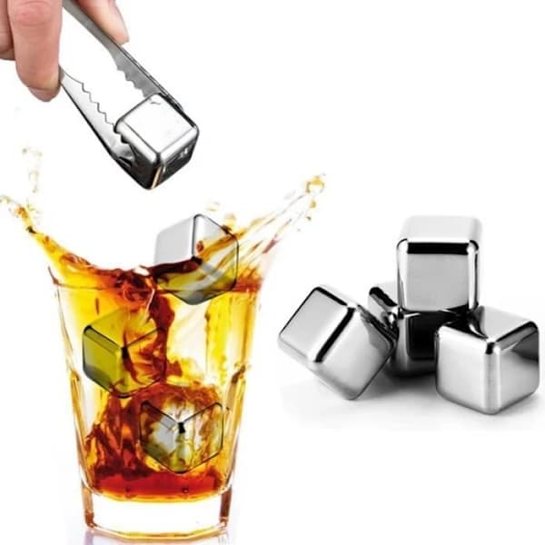 Genanvendelige whiskysten i rustfrit stål 304 isterninger til whisky, øl og vin, sæt med 9 dele