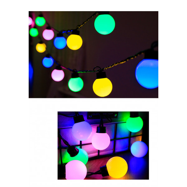 Ljusslinga med stickkontakt, 5 m, 20 LED-lampor, vattentät, 8 lägen, julbelysning för utomhus/inomhusbruk, för festdekorationer