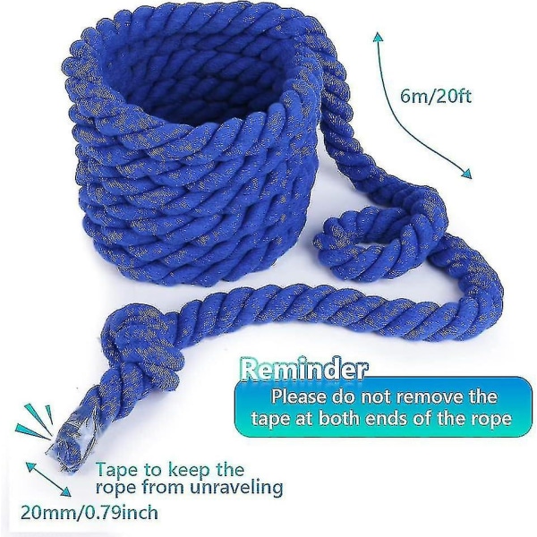 20ft Barnlek Vuxen Dragkamp Rep Kit Med Visselpipa Medalj Tillbehör, Utomhuslek Fältdag Familjefest Födelsedagsfest Spel Dragkamp Rep Kit (blå)