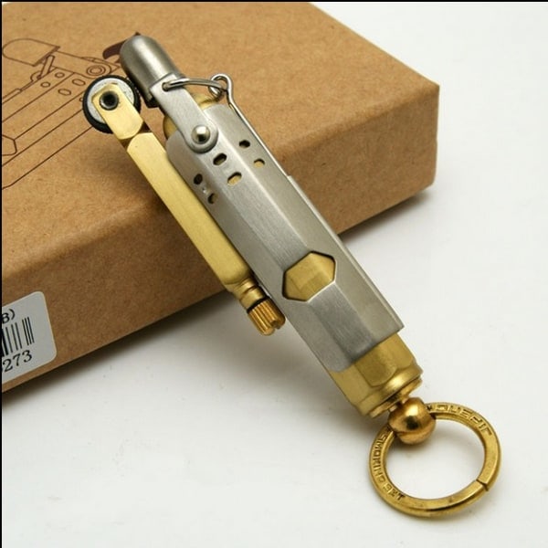 Vintage Grøft Lighter Petroleum Lighter i Kobber, Vindtæt Lighter til Mænd Far Mand, Retro Vintage Petroleum Lighter (Sølvfarvet)