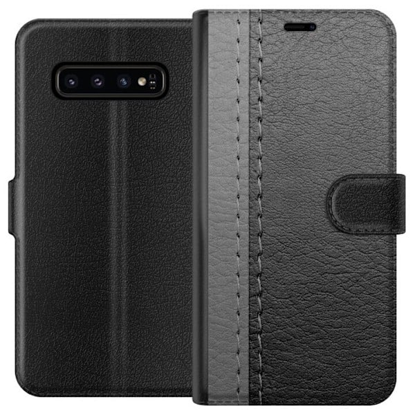 Samsung Galaxy S10 Pung Etui Sort & Gråt Læder