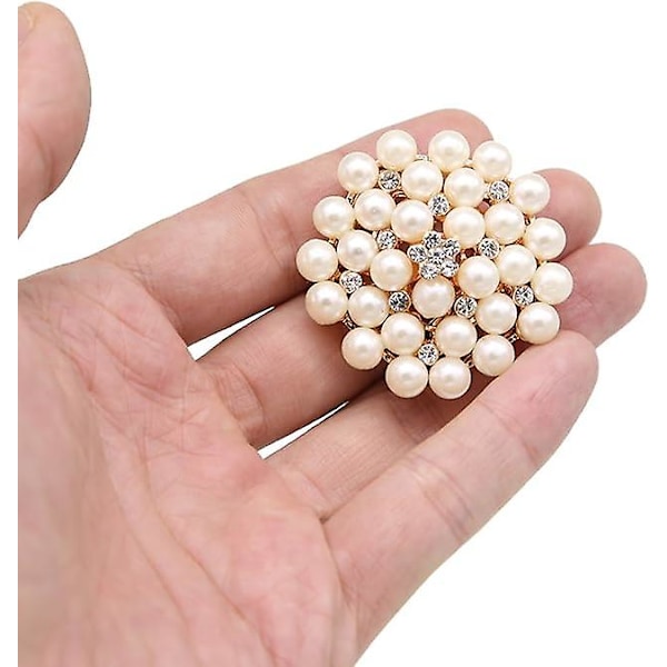 Parti 9 st roséguld-tonade strass broscher, stort pärlkristall bröllopsbukett kit set