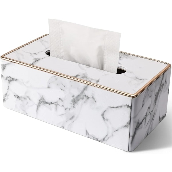 Rektangulär servettboxhållare i PU-läder, för Kleenex, servetter, rektangulära servettboxöverdrag, hållare för badrum, bil, hem, dekorativ