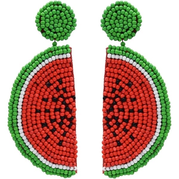 Søde frugt Vandmelon perler Dingle Stud øreringe til kvinder Teenagere Sjov frugt Bohemian Statement Harpiks dråbe øreringe Modesmykker