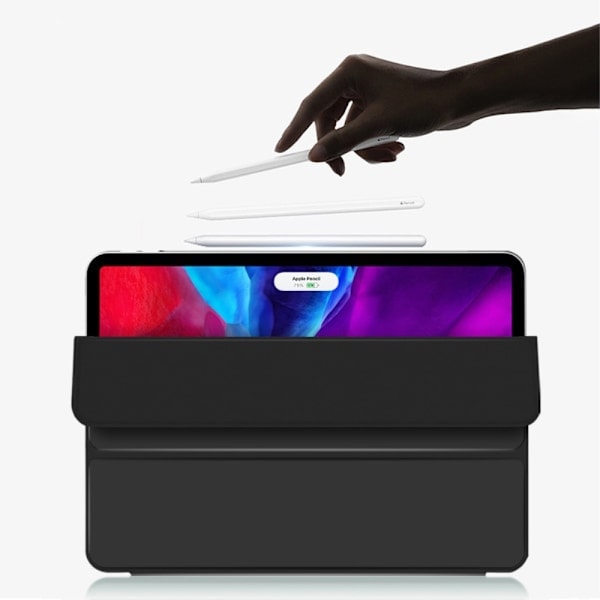 iPad Pro 12.9 (2018/2020/2021) - Vankka Tri-Fold Kotelo - Musta Musta