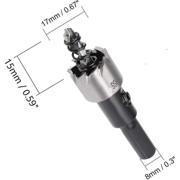 2 st HSS hålsågskit för metall, 17 mm hålsåg i höghastighetsstål, borrbitsöppnare, skärverktyg, silver svart