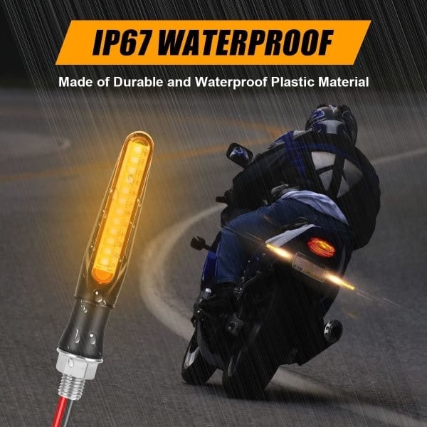Motorcykel LED Blinkers, 4 st Universella Vattentäta Motorcykelblinkers, 12V Dynamiska Blinkers, Varselljus