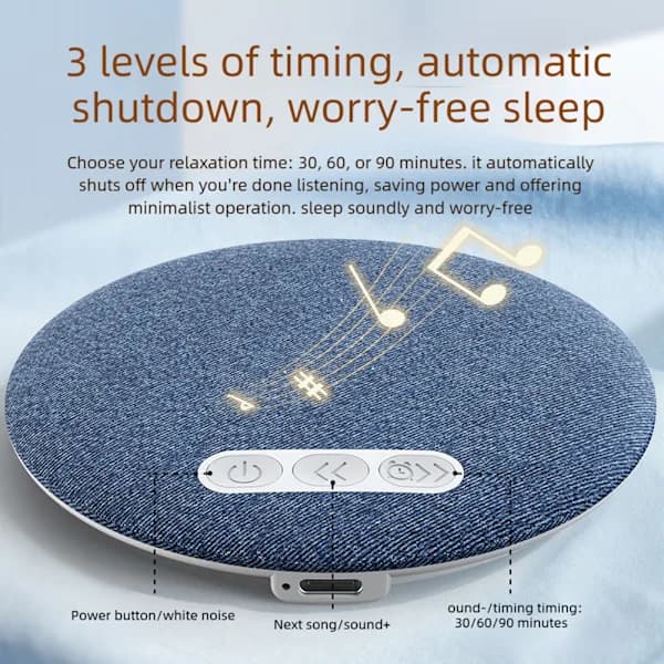Søvnhøyttaler under pute Bluetooth benledning hvit støygenerator med volumkontrolltimer for sidesovere blå Blue