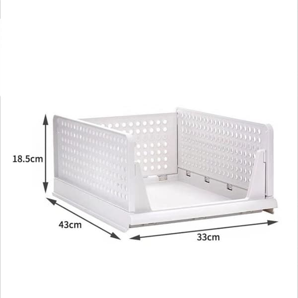 Large Off-white Stackable Plastic Storage Basket for Bedroom and Living Room