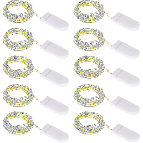 10 st LED-slingljus Batteri, Slingljus Liten Med Batteri, 1m 10 Micro-YNP