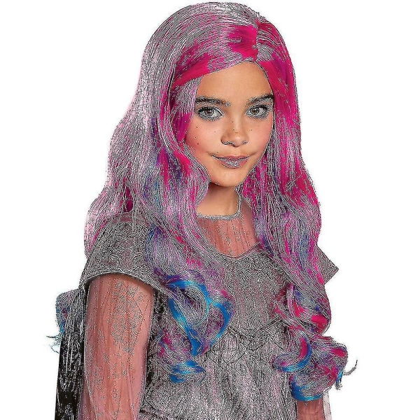 Barn Flickor Ombre Lång Lockig Peruker Vågigt Hår Descendants 3 Cosplay Peruk