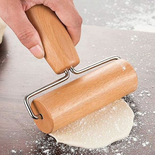 Pin Pizza Roller,  Muotoile Pin Rolling Pin Rolling Pin Metalliakselilla Pyökistä Leivontaan, Pizzaan, Leivontatarvikkeisiin