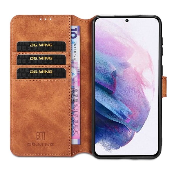 Samsung Galaxy S21 - DG.MING Retro Læder Etui - Brun Brown Brun