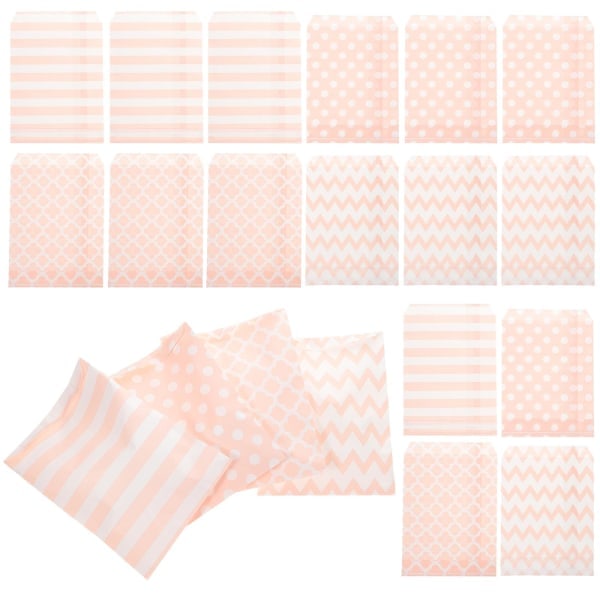 100 st olika mönster födelsedag bröllop godispåsar festpresentpåsar papperspåse (rosa) Rosa100st Pink 100pcs